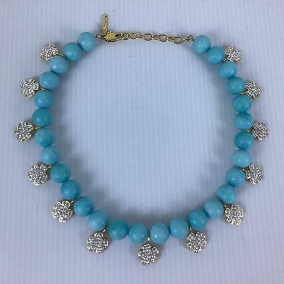 Lele Sadoughi necklace Vibrant blue beads diamanté clover